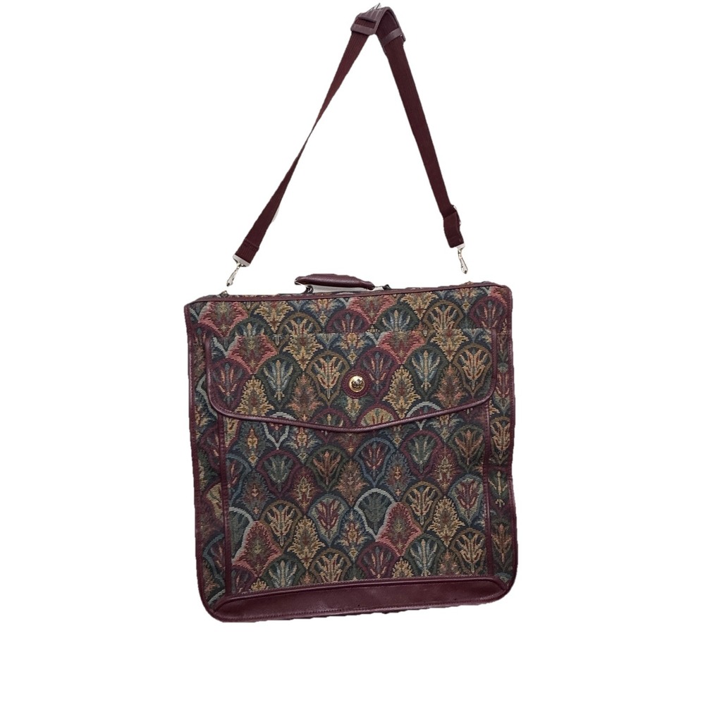 Diane Von Furstenberg Leather Trim Tapestry Garment Bag / W Shoulder Strap VNG